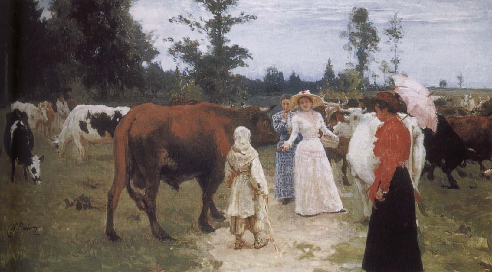 Girls and cows